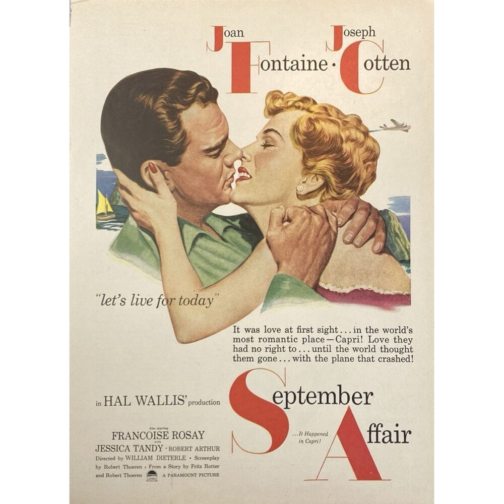 Paramount Pictures "September Affair" Joan Fontaine Joseph Cotten Print Ad 1951